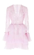 Zuhair Murad Mantilla Embroidered Tulle Mini Dress