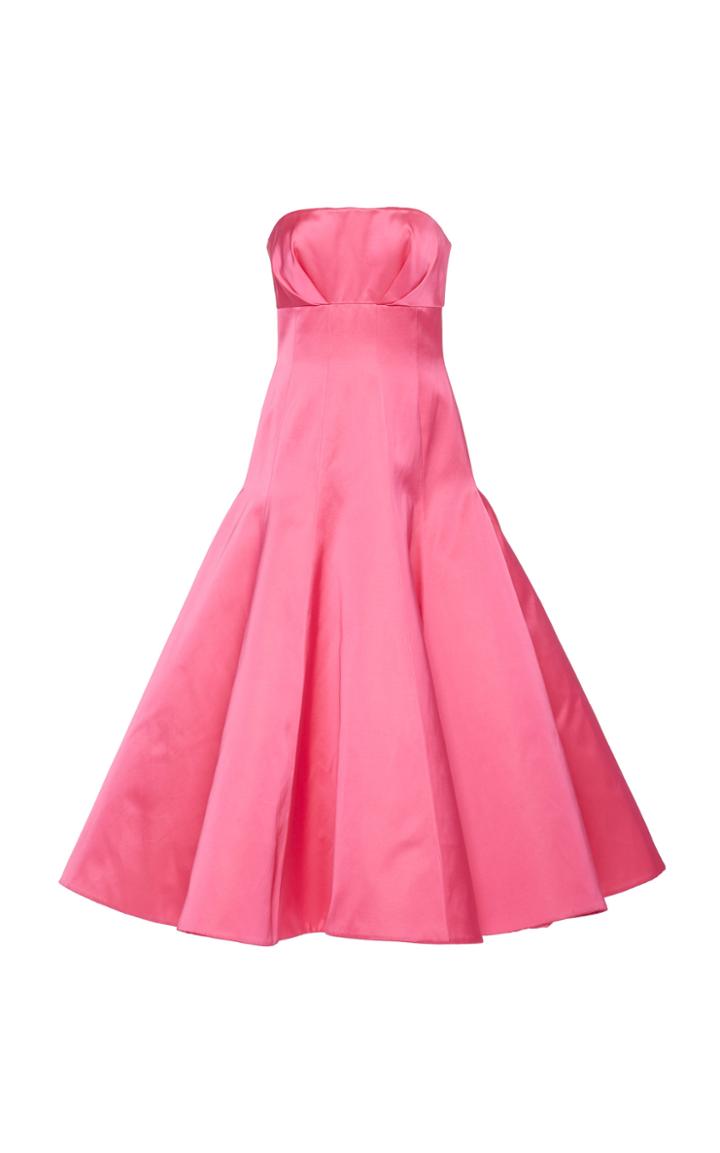 Elizabeth Kennedy Satin Strapless Drop Waist Cocktail