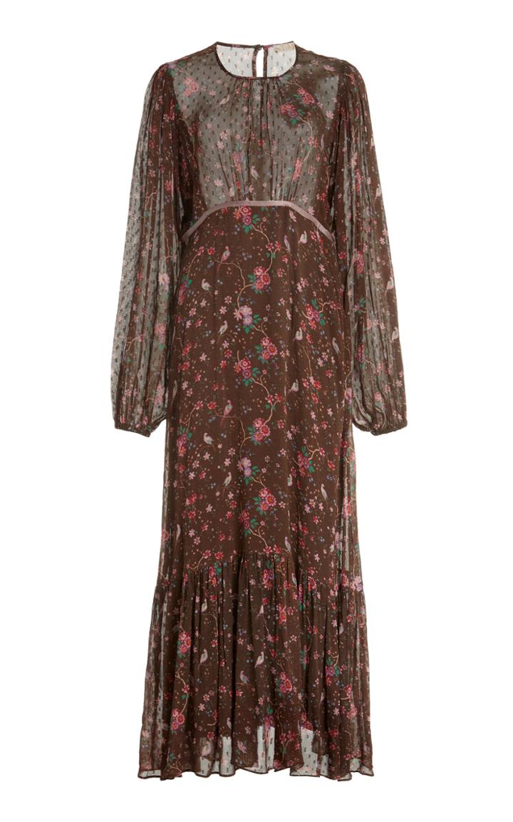 Moda Operandi Bytimo Floral-printed Swiss Dot Midi Dress