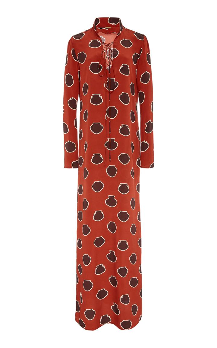 Johanna Ortiz Lace-up Polka-dot Silk-crepe De Chine Maxi Dress