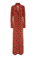 Johanna Ortiz Lace-up Polka-dot Silk-crepe De Chine Maxi Dress