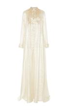 Carolina Herrera Gold Embellished Long Sleeve Caftan