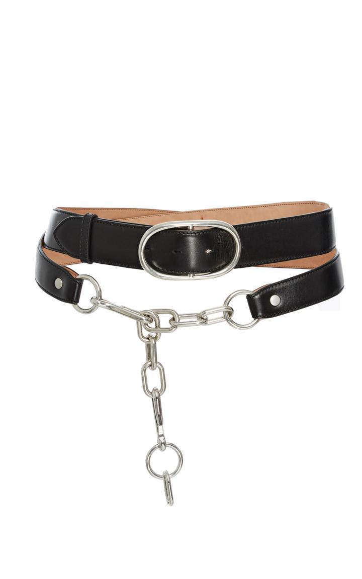 Alexander Wang Double Belt In Black Calf Leather