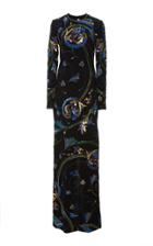 Naeem Khan Velvet Embellished Sequin Gown