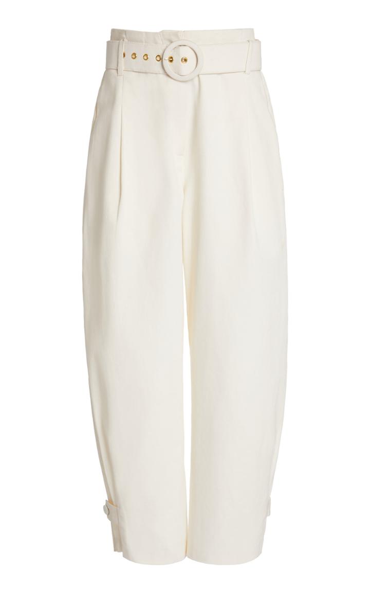 Cult Gaia Derah Belted Wide-leg Cotton-blend Pants