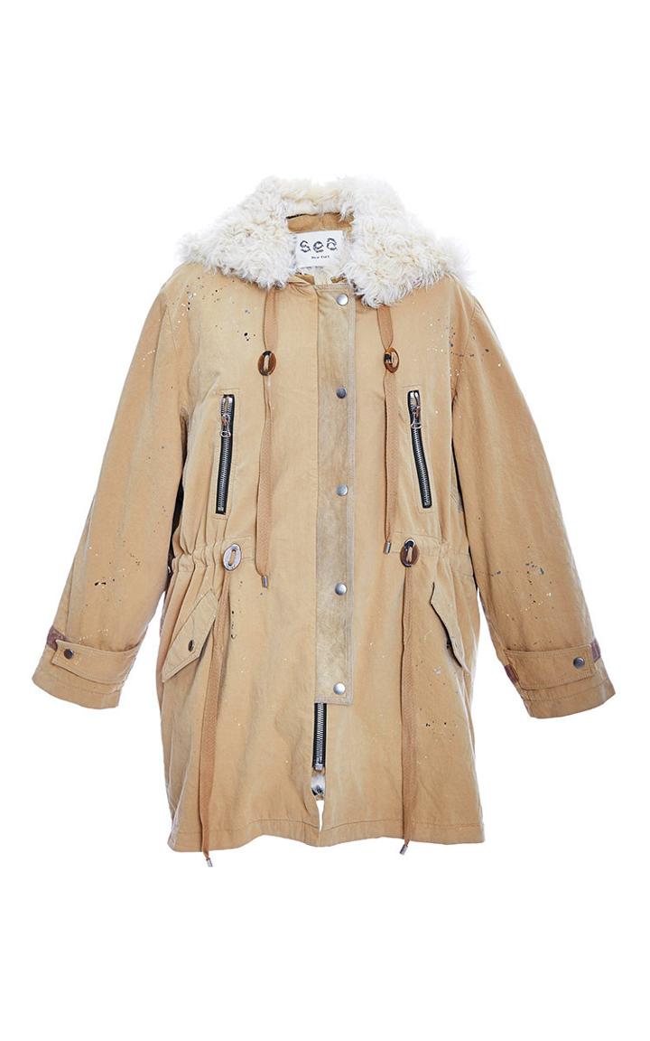 Sea Chino Parka With Shearling Lining