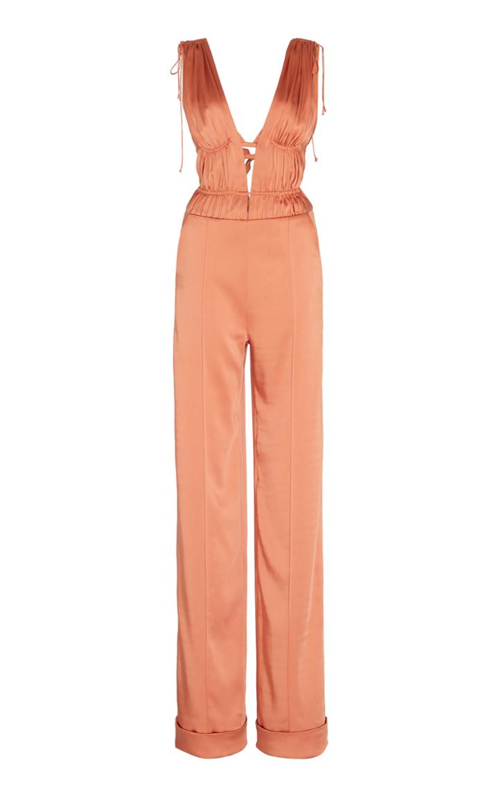Moda Operandi Jonathan Simkhai Ruched Satin Jumpsuit Size: 0