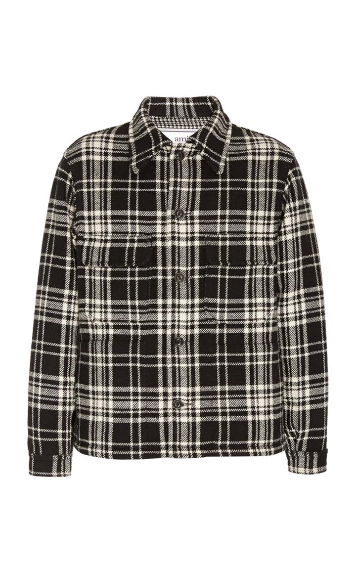 Ami Plaid Wool-blend Flannel Shirt