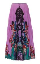 Moda Operandi Valentino Printed Pleated Silk Midi Skirt Size: 38