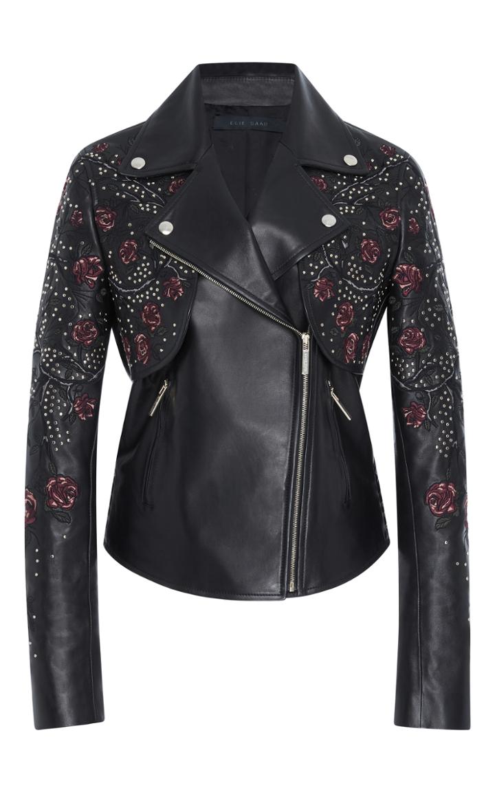 Elie Saab Embroidered Leather Jacket