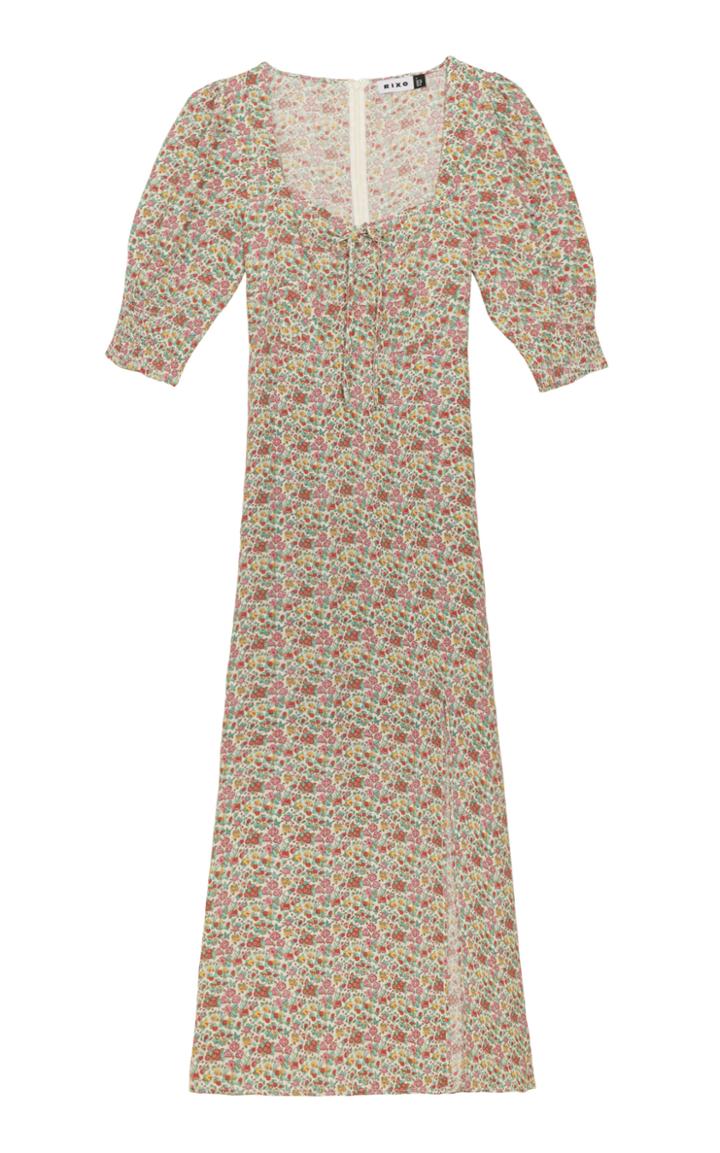 Rixo Naomi Floral Crepe Midi Dress
