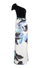 Moda Operandi Costarellos Permilla Velvet-detailed Floral Satin One-shoulder Gown