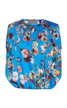 Monique Lhuillier Printed Twill Sleeveless Gathered Top