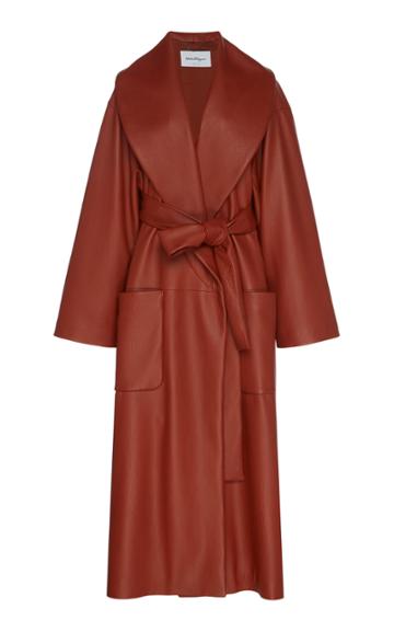 Salvatore Ferragamo Leather Belted Trench Coat