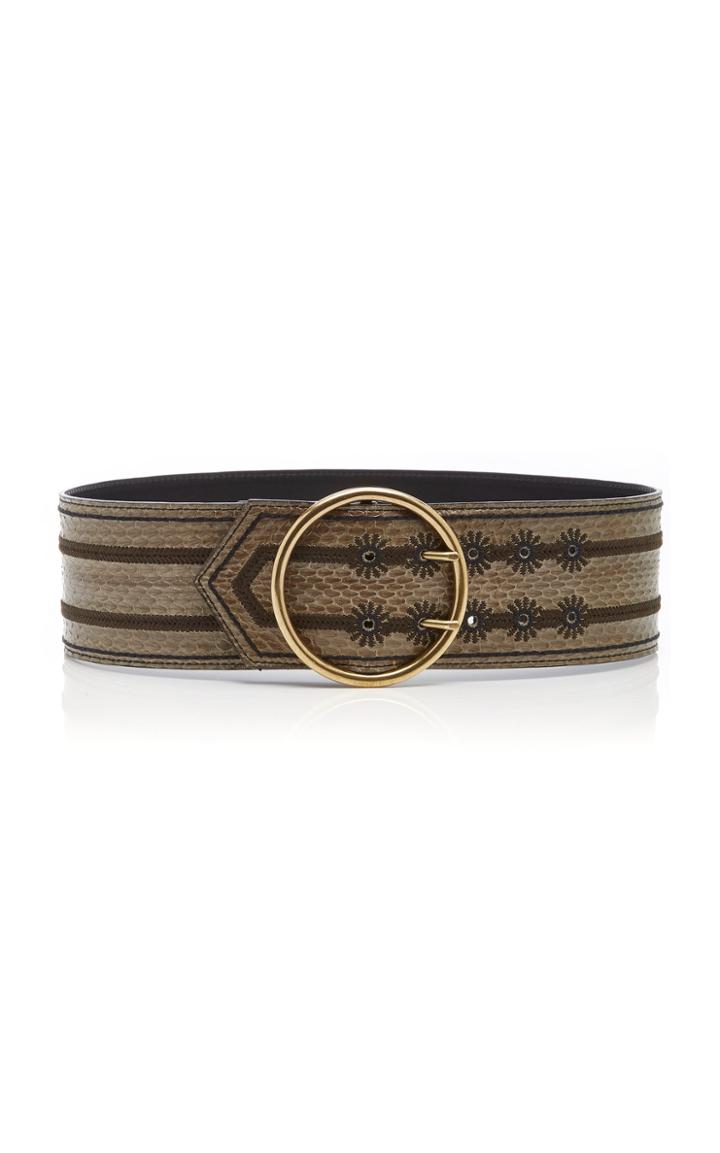 Etro Embroidered Snakeskin Leather Belt