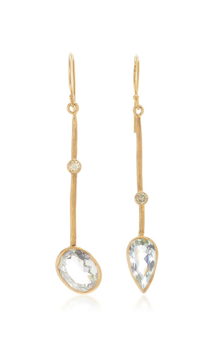 Margery Hirschey Aquamarine And Diamond Asymmetrical Stick Earrings