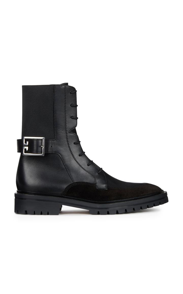 Givenchy Aviator Leather And Suede Lace-up Boots