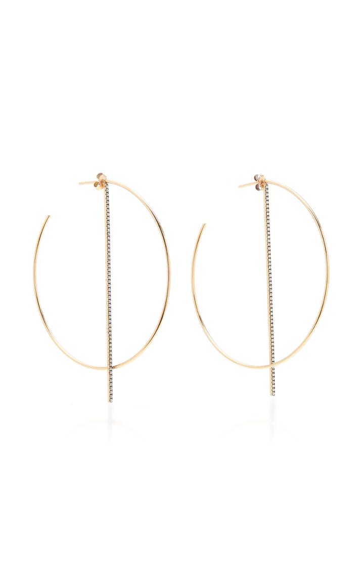Diane Kordas Hoop Earrings With White Diamond Bar