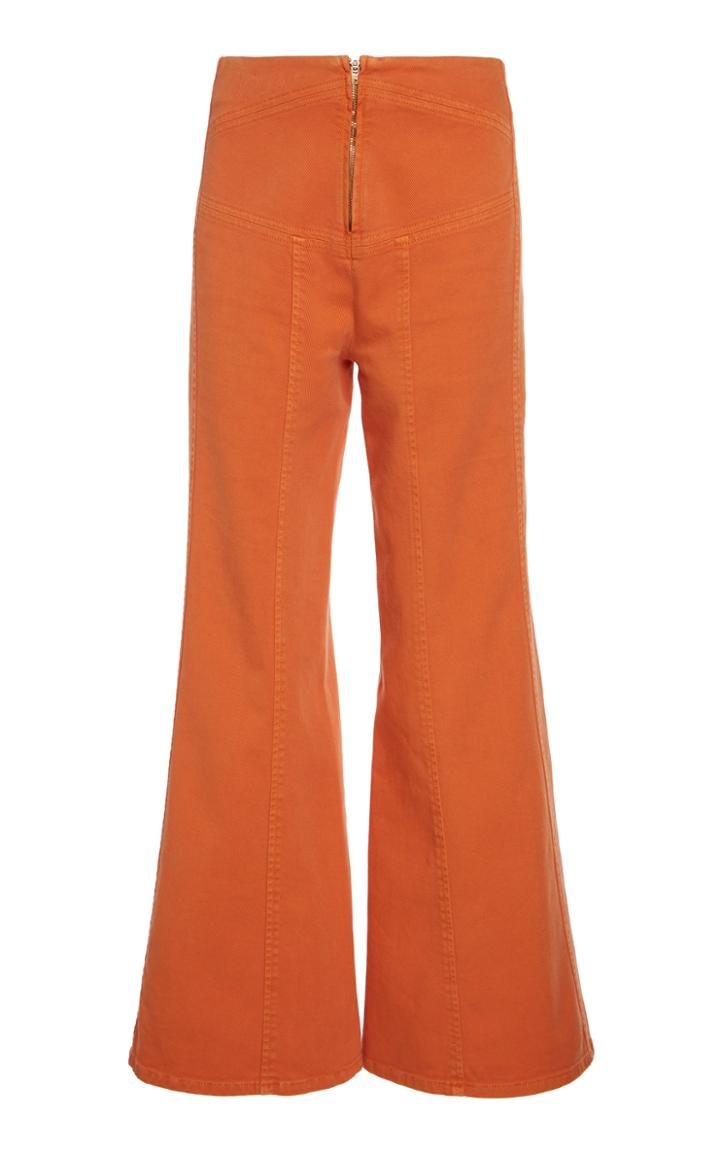 Alberta Ferretti Garment Dyed Stretch Bull Flare Trousers