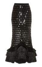 Moda Operandi David Koma High-waisted Fringe-trimmed Embroiderd Skirt Size: 8