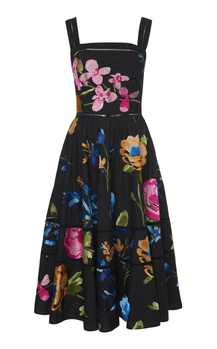 Marchesa Embroidered Cotton Lace Dress