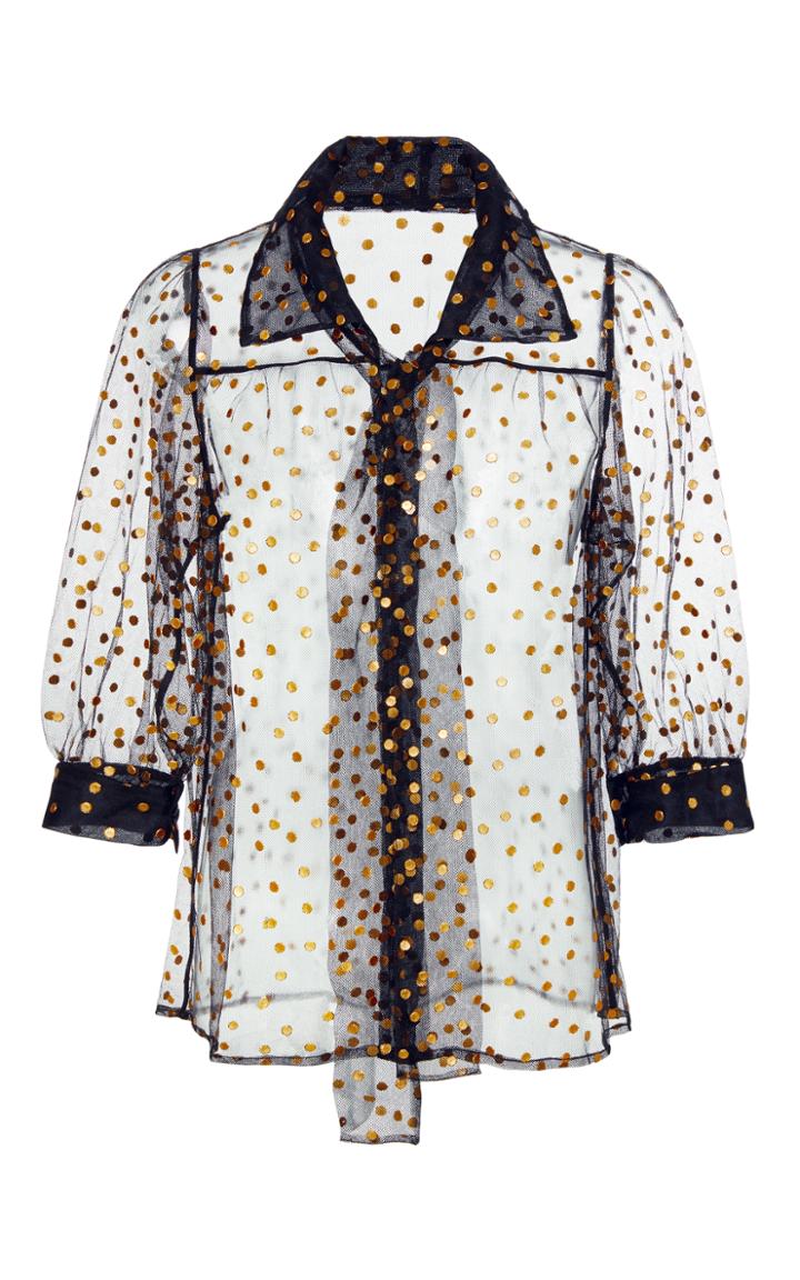Jill Stuart Tori Polka Dot Tulle Blouse
