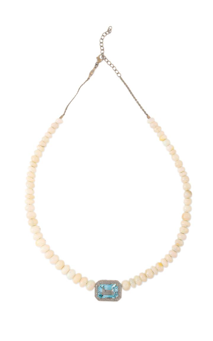 Moda Operandi Jacquie Aiche Pave Rectangular Aqua Aura Opal Beaded Necklace