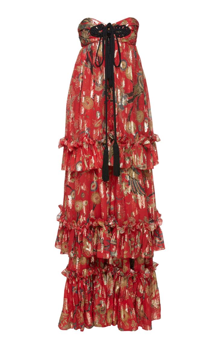 Dundas Strapless Silk Printed Gown