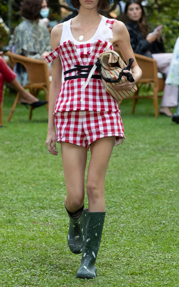 Moda Operandi Philosophy Di Lorenzo Serafini Vichy Printed Cotton-blend Shorts