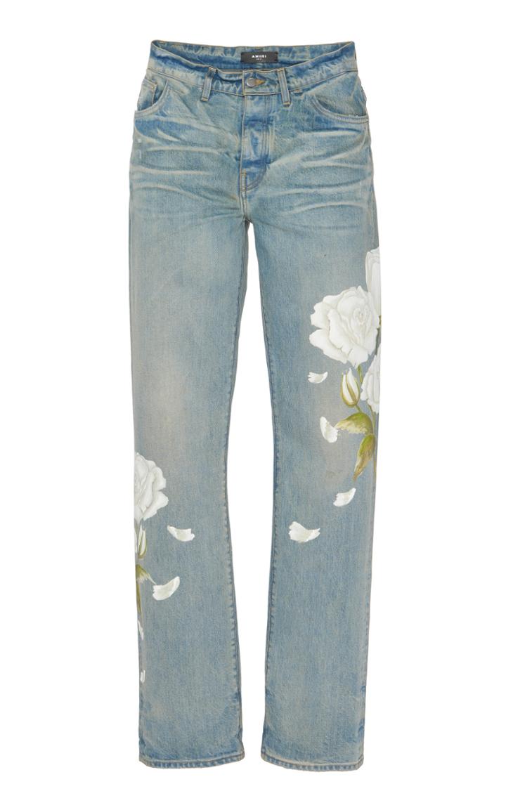 Moda Operandi Amiri Flower Painted Relaxed Jean