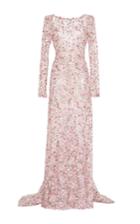 Luisa Beccaria Tulle Embroidered Sheath Maxi Dress