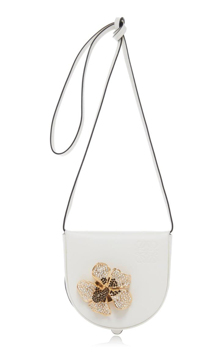 Loewe Heel Flower Broach Leather Pouch Crossbody Bag