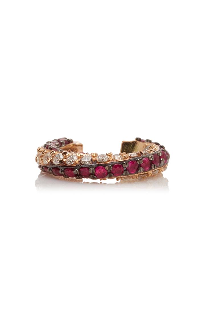 Tullia 14k Gold, Diamond And Ruby Ear Cuff