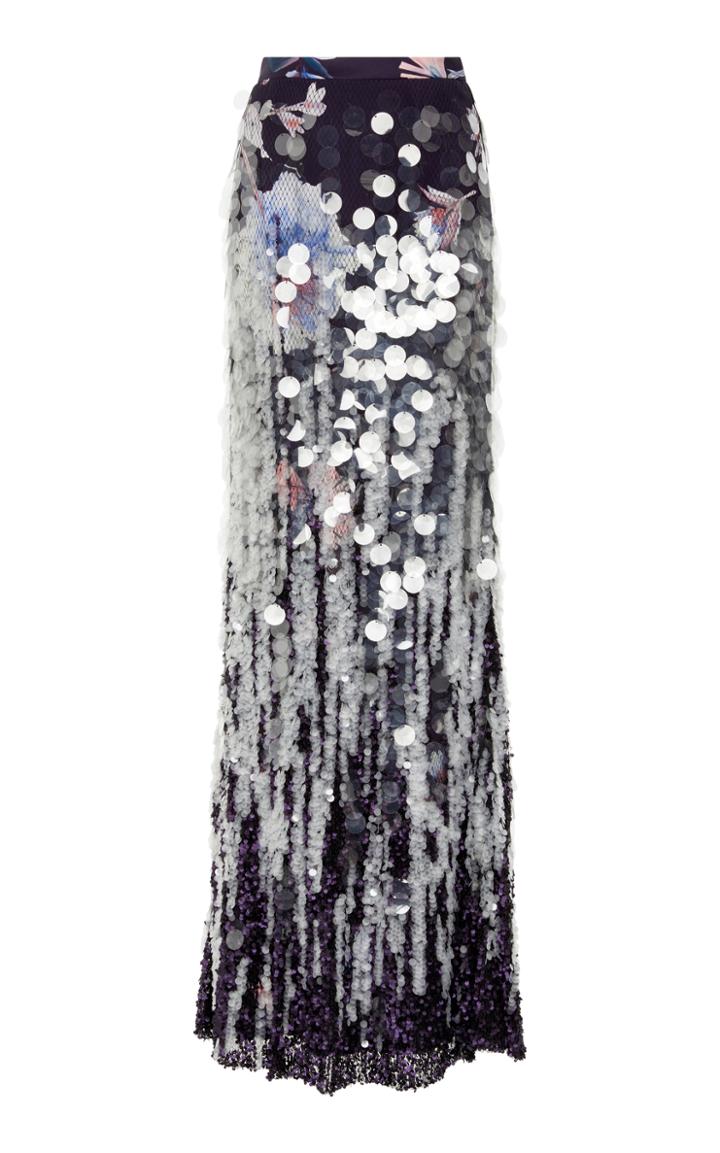 Salvatore Ferragamo Printed Degrade Paillette Skirt