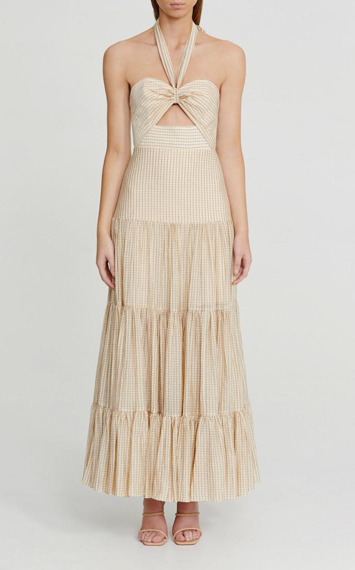 Moda Operandi Significant Other Tuscany Halter Check-weave Maxi Dress
