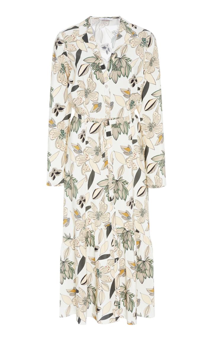Becken Ruffled Floral Silk Midi Dress