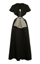 Anna October Lora Cotton Checkered-bow Cutout Midi Dress