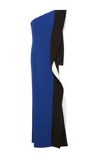 Elizabeth Kennedy One Shoulder Gown With Over The Shoulder Cascade
