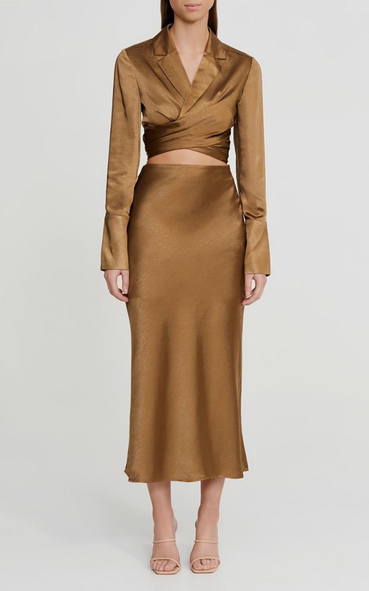 Moda Operandi Significant Other Emile Midi Satin Skirt