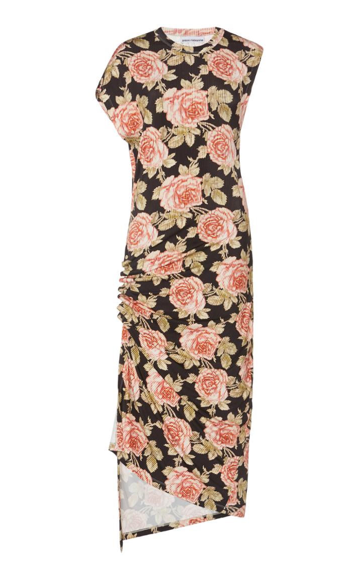 Paco Rabanne One Shoulder Pleated Cotton Dress