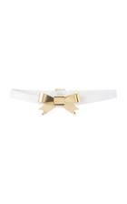 Rodarte White Wide Patent Leather Belt With Large Gold Bow Ornament