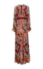 Etro Paisley Floral Beaded Chiffon Peasant Gown