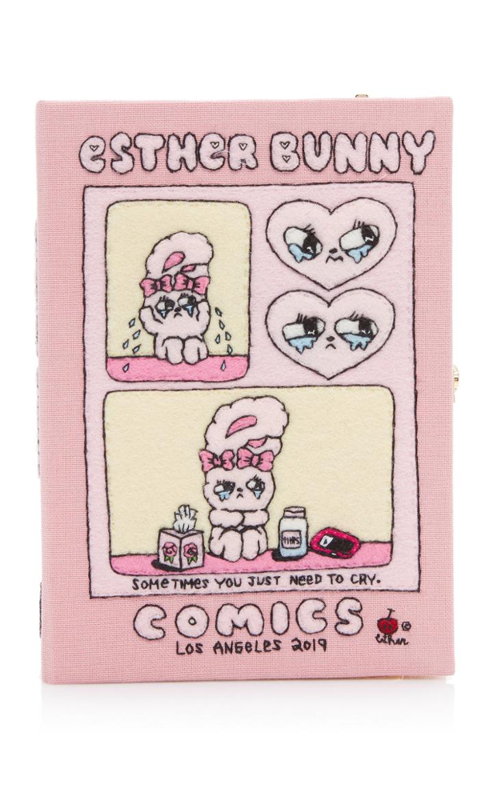 Moda Operandi Olympia Le-tan Esther Bunny Comics Embroidered Canvas Clutch
