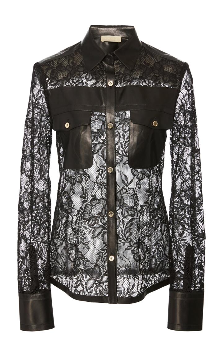 Elie Saab Lace And Leather Top
