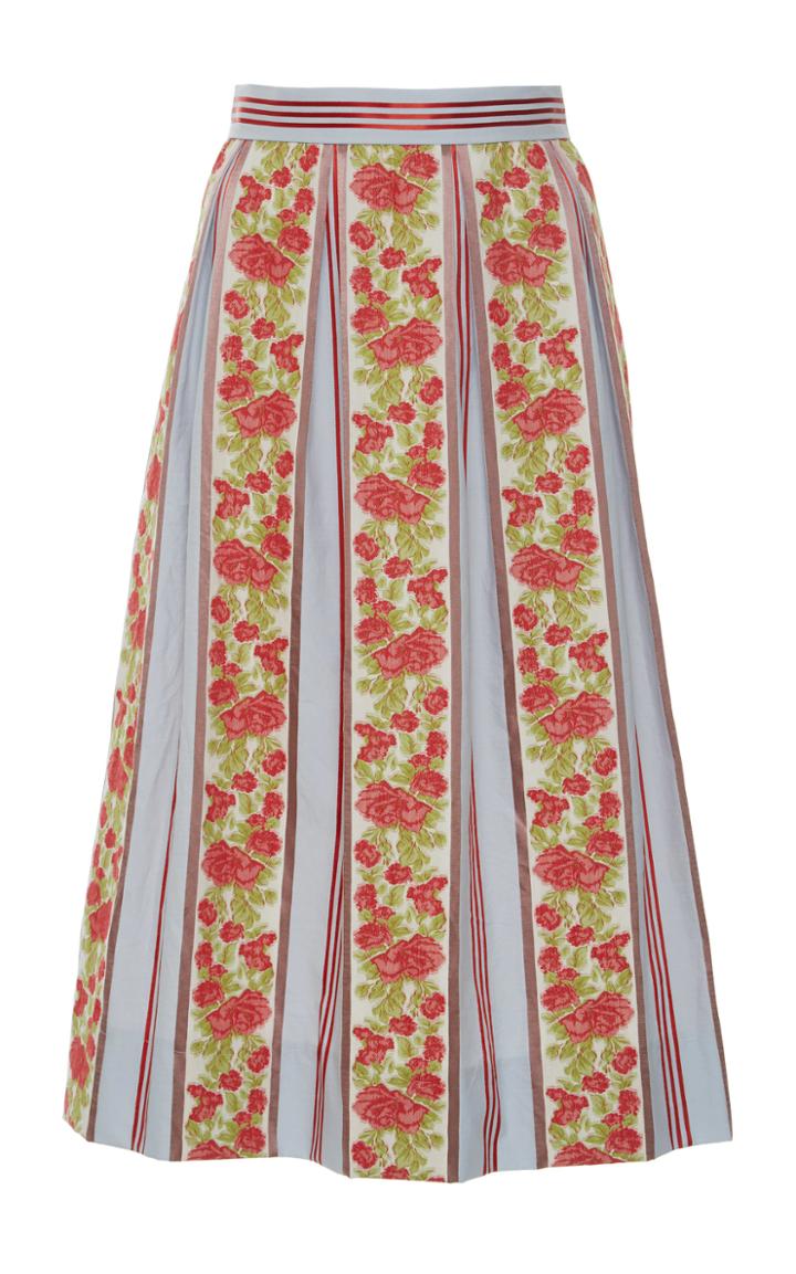 Luisa Beccaria Cotton Fil Coupe Roses Skirt