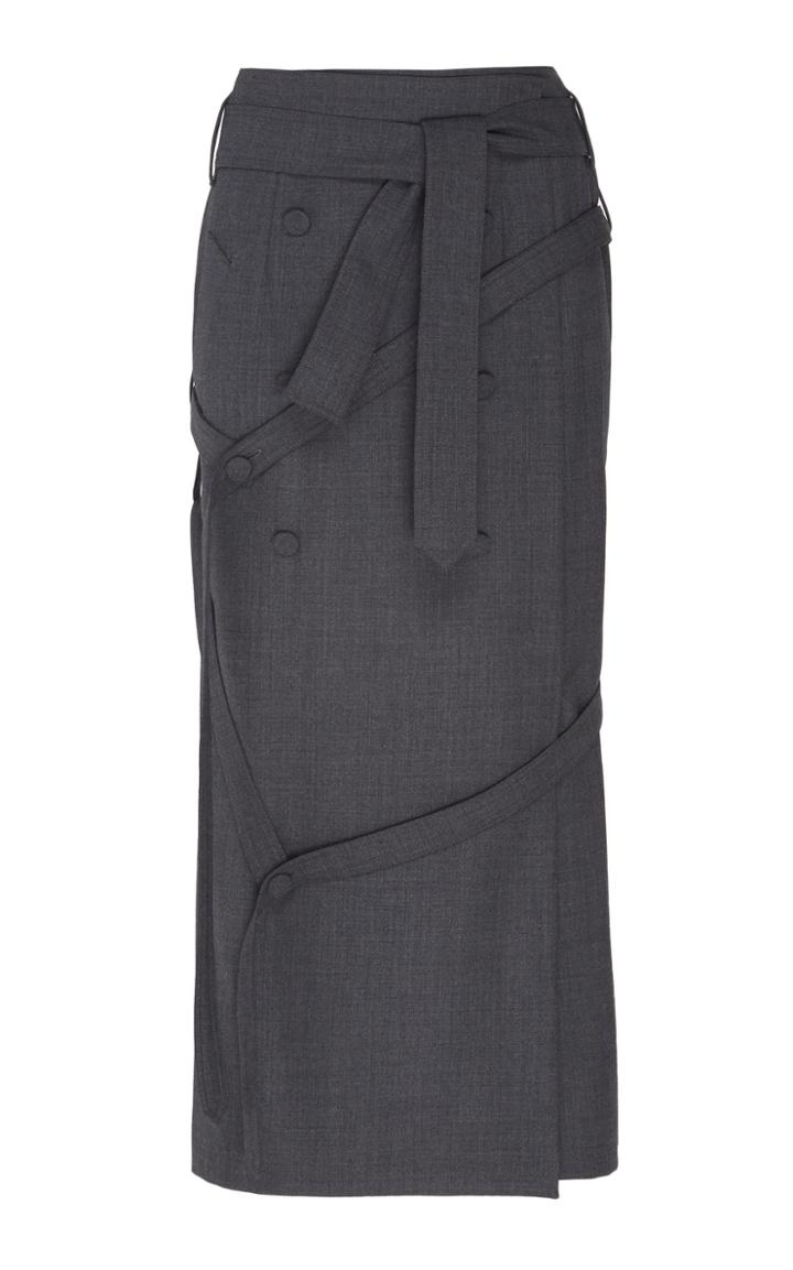 Rokh Wrap Wool Midi Skirt