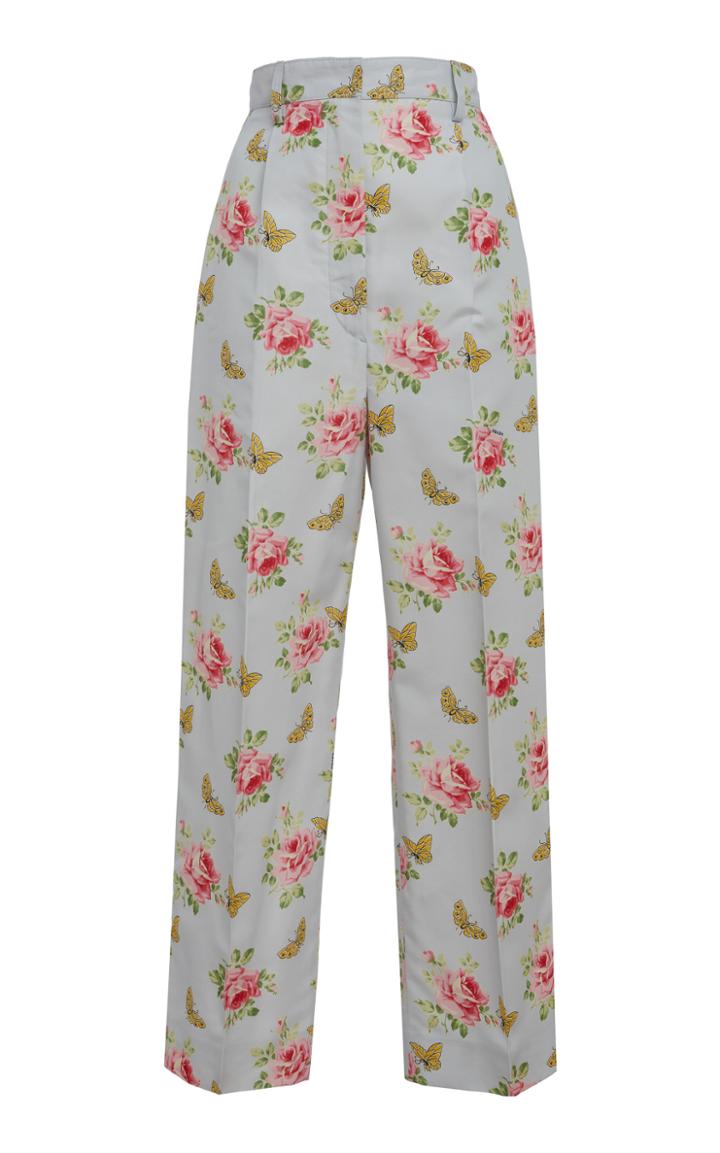Prada Floral Printed Silk Trousers