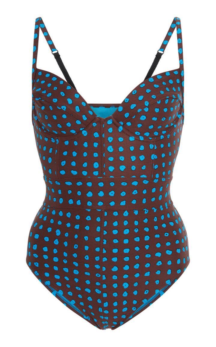 Proenza Schouler Printed Stretch-crepe One-piece Swimsuit