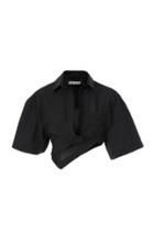 Moda Operandi Jacquemus Capri Oversized Twisted Cotton-blend Cropped Shirt