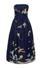 Sea Strapless Embroidered Party Dress